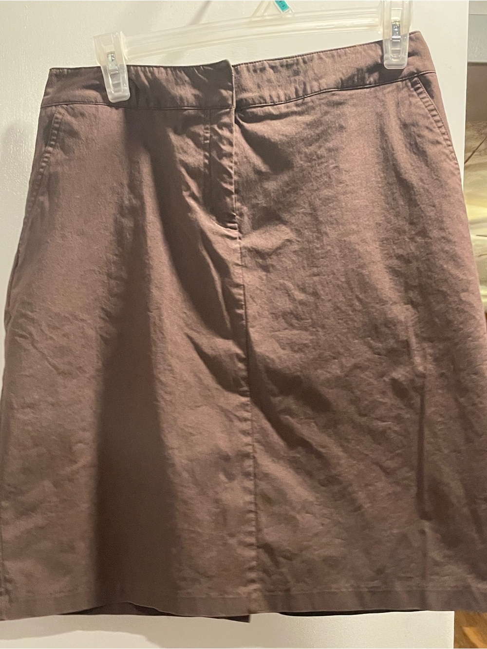 New York & Company A-Line Cotton Skirt in Chocolate Brown pockets size  4